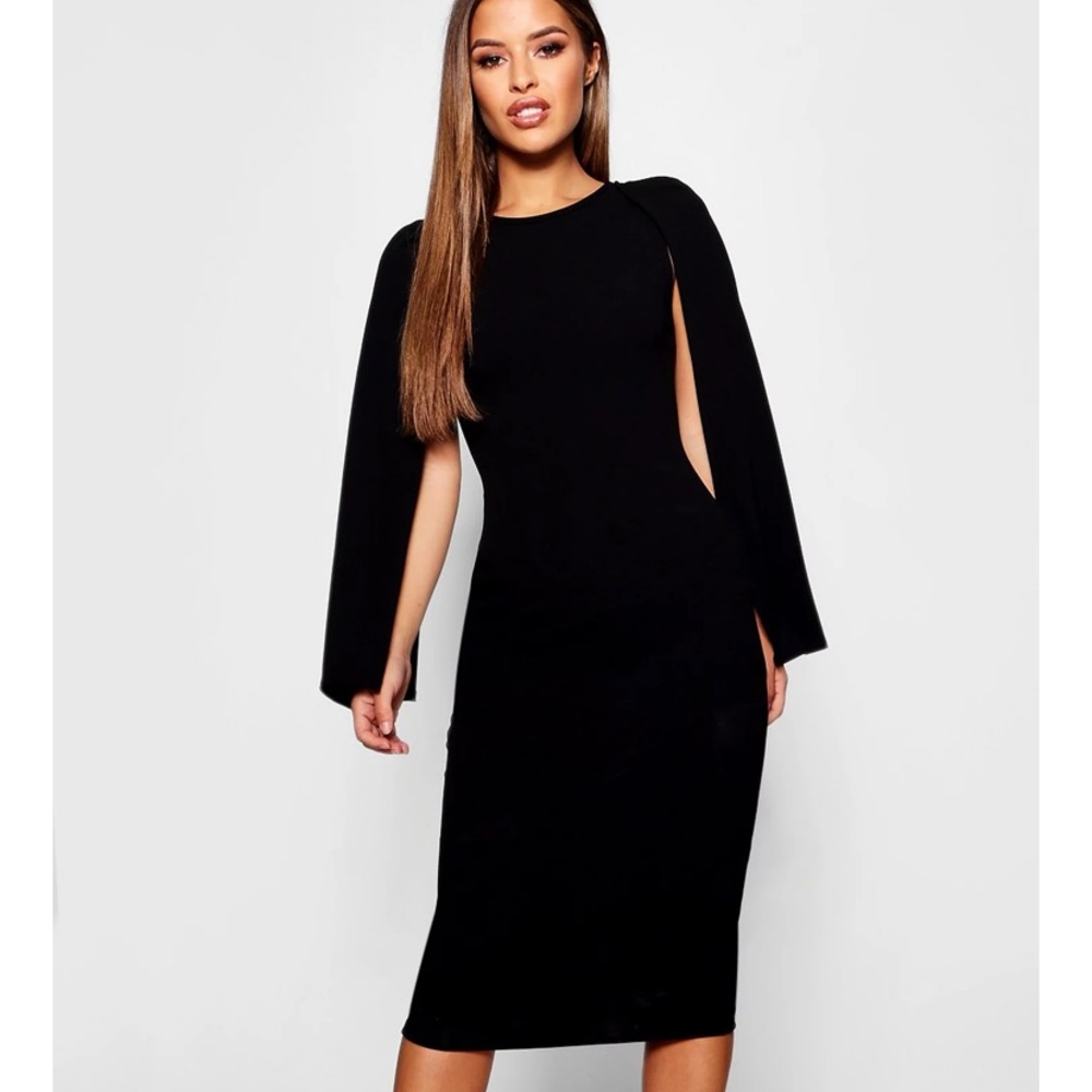 Boohoo cape sleeve dress